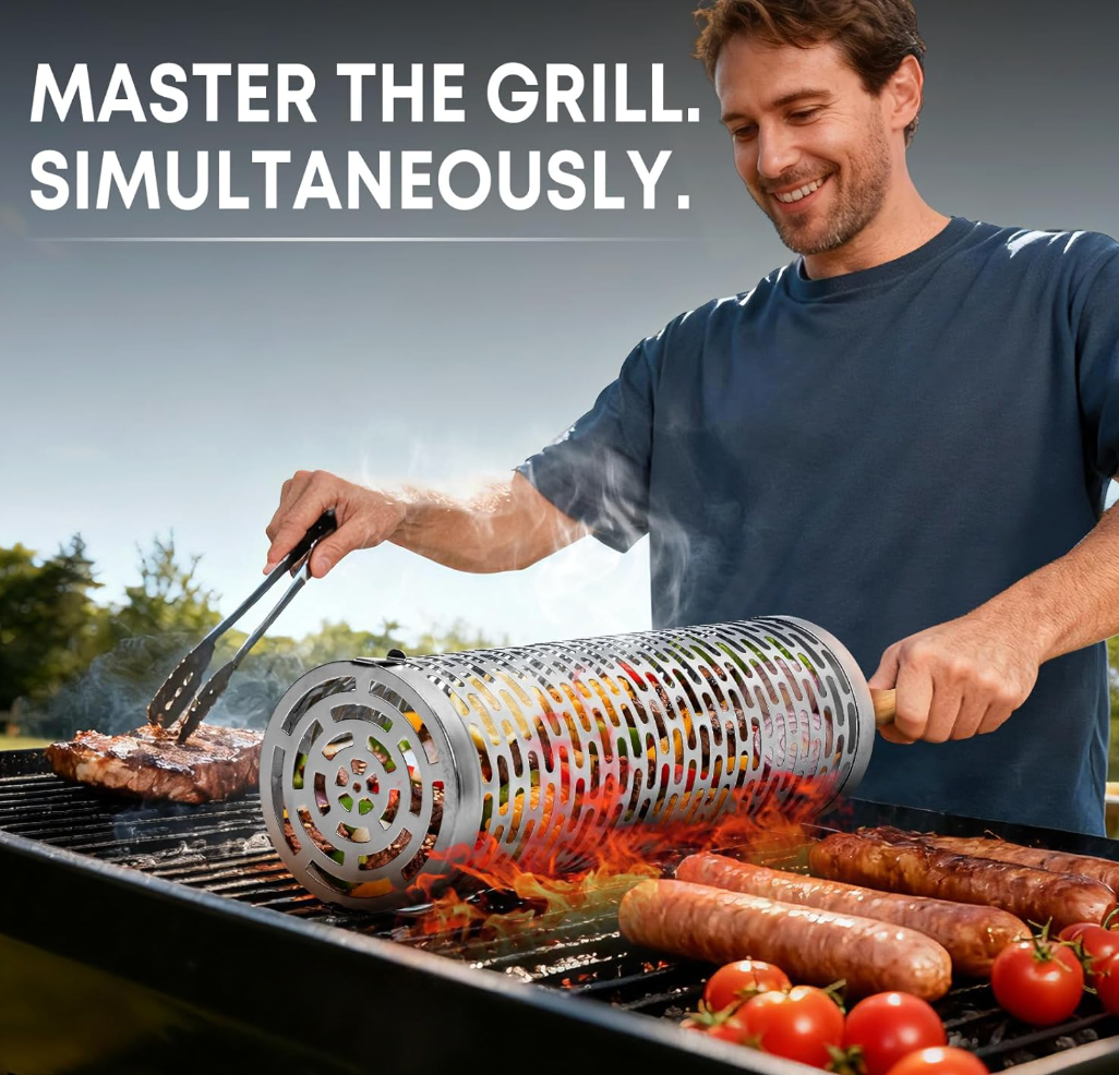 Rolling Grilling Baskets For Outdoor Grill