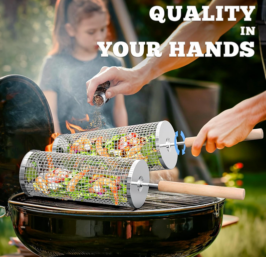 Rolling Grilling Baskets For Outdoor Grill
